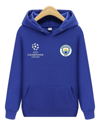 Buzo Hoodie Con Capota Estampado Manchester City