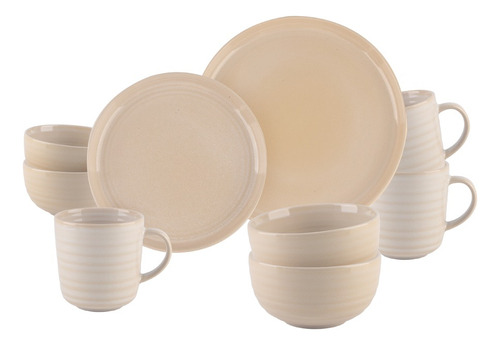 Vajilla Moderna De Cerámica De 16 Piezas Para 4 Personas Chefmaker Color Salmón Modelo Haim-s Calidad Premium