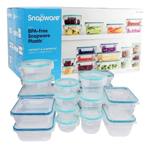 Recipientes De Plástico Snapware 1298037 Herméticos 38 Pz Turquesa
