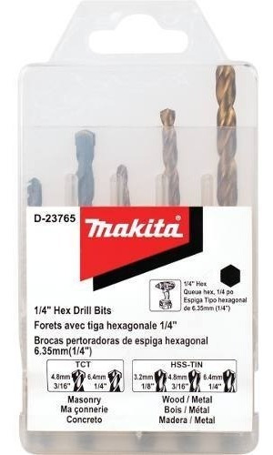 Juego De Brocas Zanco 1/4 Hex 5 Piezas Makita D23765