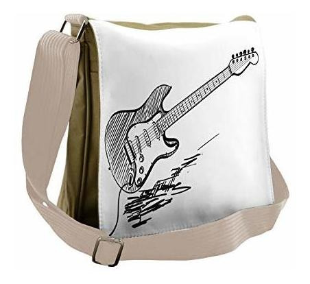 Bolso De Mensajero - Ambesonne Guitar Bag, Rock Music Sketch