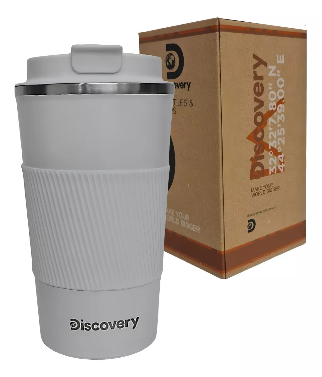 Vaso Térmico Cafetero 510 Ml Tapa Hermética Rosca Discovery Color Blanco Vaso Cafetero