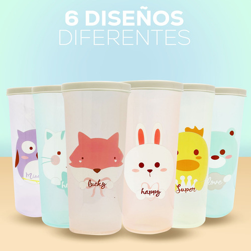 Pack 6 Vasos Entrenadores 250ml Para Bebé Diseño Infantil Animalitos