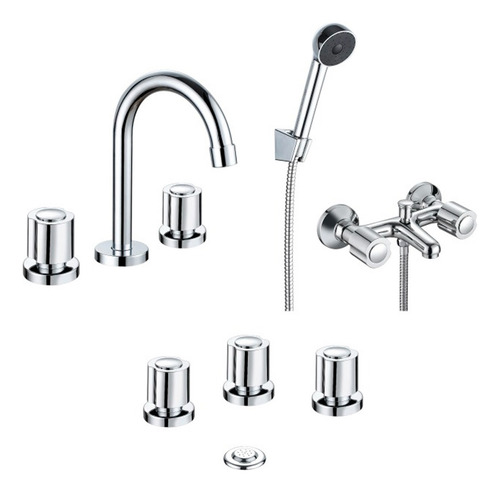 Imagen 5 de 10 de Juego Baño Vanitory Griferia Accesorio Tapa Completo