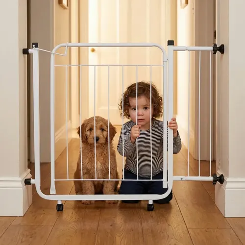 Portão De Segurança Pet E Bebê Reforçado Regulável 69 A 84cm Branco