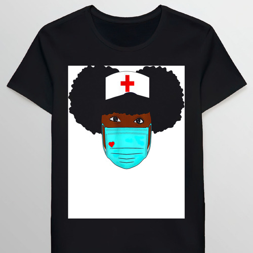 Remera Black Afro Puff Nurse Strong Woman Face Mask 59428528