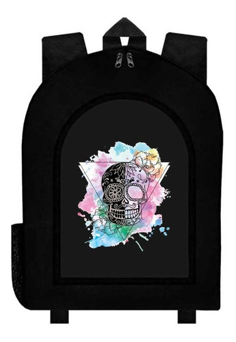 Mochila Negra Calavera Mexicana A54