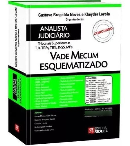 Vade Mecum Esquematizado Para Analista Judiciário - 2012, De Gustavo Bregalda Neves E Kheyder Loyola. Editora Rideel, Edição 1 Em Português