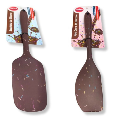 Kit De 2 Espátulas Candy Silicone - Dolce Home Cor Marrom