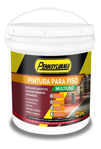 Pintura De Piso Y Fachadas Pennsylvania 4 Kg / 10 Colores