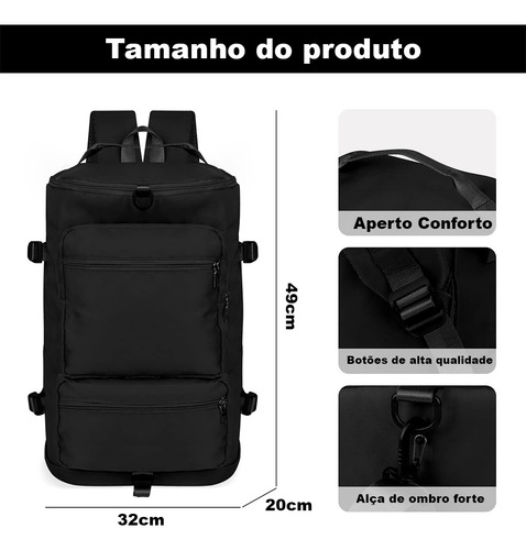 Mochila De Viagem Grande Capacidade Reforçada Vários Bolsos