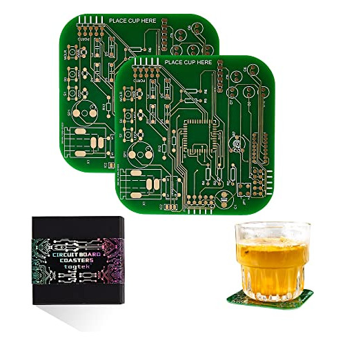 Posavasos Bebidas Diseño De Pcb Verde, Posavasos Decor...