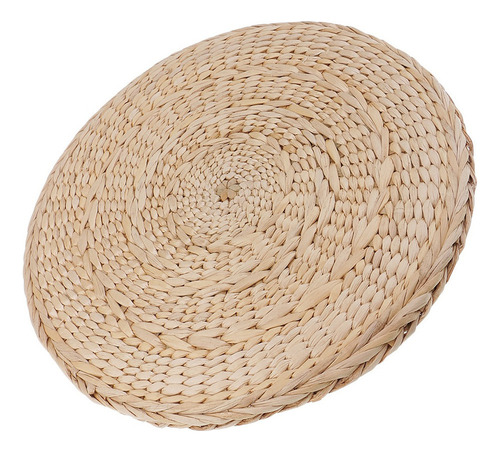 K A Puf Redondo Tejido De Paja De 2 Colores Con Cojín Tatami