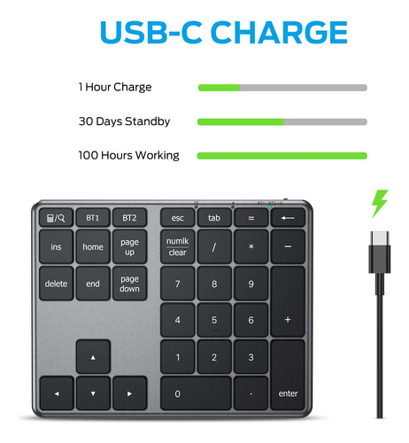 Teclado Numérico Bluetooth Ilever Kp10 De Aluminio Para Múlt