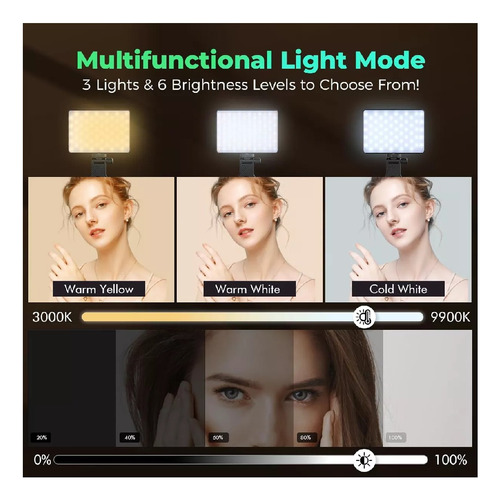Azulamar Luz De Video Cámara Lámpara Con Clip P/ Celular Mac