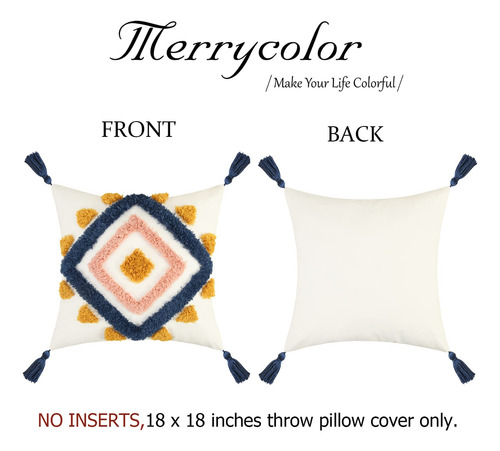 Fundas De Almohada Bohemias Modernas Geometricas Azul Rosa