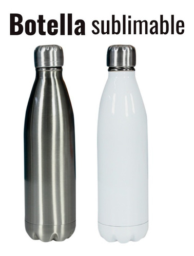 Botella Deportiva Sublimable Blanca Y Plateada