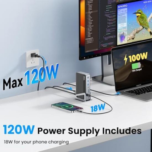 Displaylink Docking Station 3 Monitores Con Adaptador De Cor