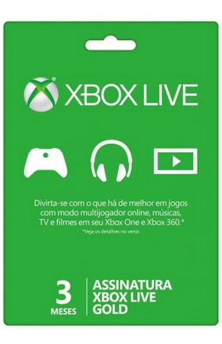 Cartão Xbox Live Gold 3 Meses Br Brasil - Código 25 Digitos