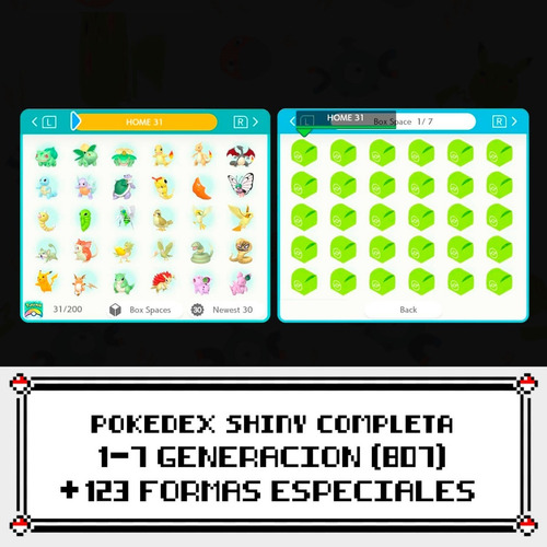 Imagen 1 de 1 de Pokedex Shiny Completa 6iv Pokemon Home 1º-7º Gen Switch