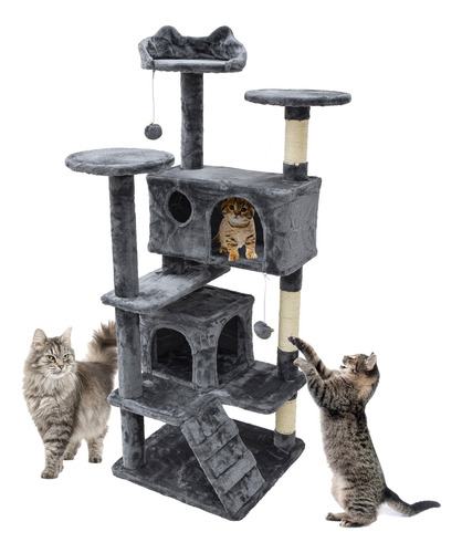 Imagen 1 de 9 de Torre Rascador Samba Para Gatos Con 2 Cajas Plegables Gris