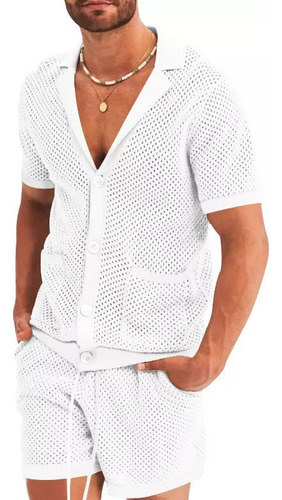 Conjunto De Playa Para Hombre Con Top Corto Y Pantalones Cor