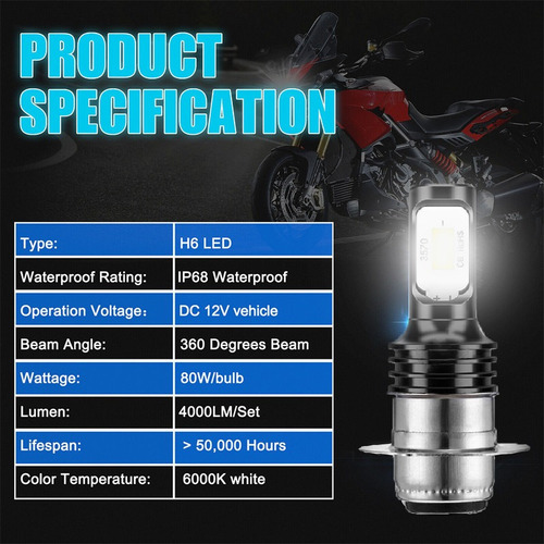 Para Suzuki Eiger 400 4x4 Automático 02-07 Moto H6 Led Focos