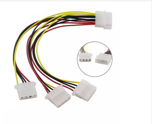 Cabo Adaptador Molex 4 Pinos Psu Fonte Para 3 Entradas Molex