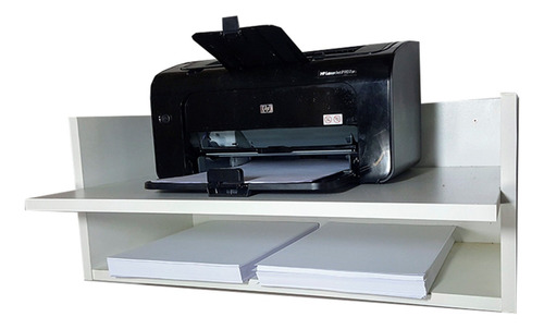 Suporte De Parede Impressora E Papel Em Mdf Preto 50x42x30cm