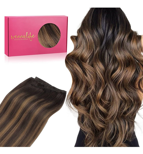 Extensiones Cabello Real 14in Balayage Marrón Oscuro A  80gr