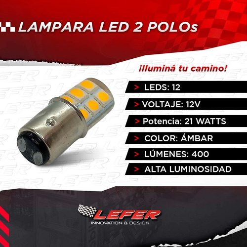Imagen 2 de 8 de Led 2 Polos 12 Smd Siliconada Giro Ámbar Alto Brillo X 2