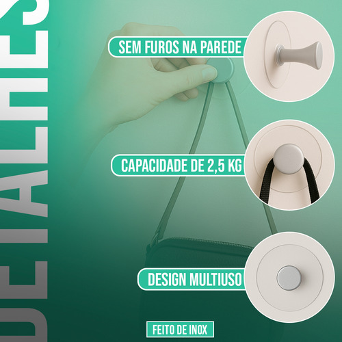 5 Gancho Adesivo Parede Cabide Multiuso Transparente Pendura