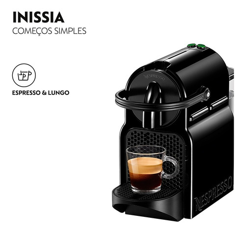 Nespresso Inissia Preta, Cafeteira 110v D40 Cor Preto