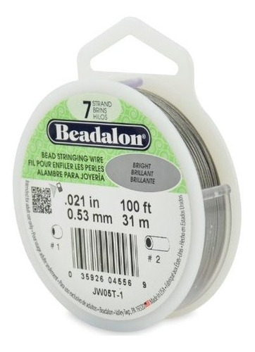 Beadalon 100 Pies 7 Strand Acero Inoxidable Hilo De Alambre,