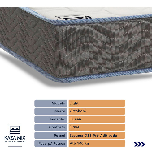 Cama Box Branco E Colchão Light Espuma D33 Queen Ortobom