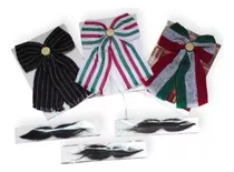 Comprar 24pz Bigotes + 24pz Moños Tricolor Fiestas Patrias 15 Sep