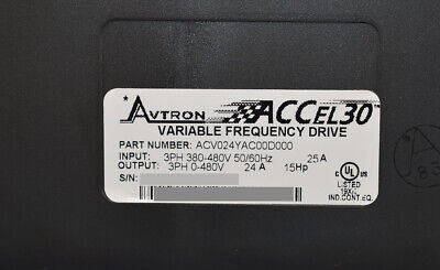 New Avtron Acv024yac00d000 Accel30 Vfd 15 Hp 3-ph 24a 38 Qrr