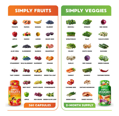 Simply Nature's Pledge 42 Frutas Y Verduras 180 Cápsulas