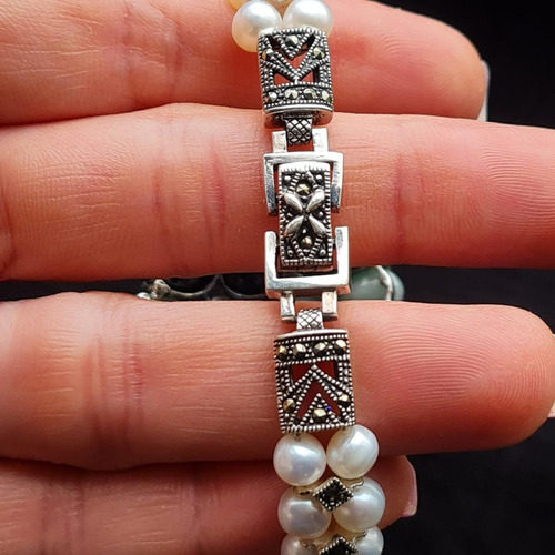Pfh2-pulseira Prata 925 Rubi Esmeralda Ônix Pérola Natural