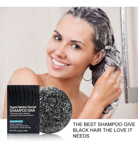Jabón De Carbón De Bambú Orgánico Regenerador De Cabello Neg