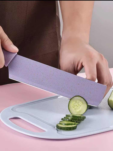 Juego Set Cuchillos Acero Inoxidable 6pzs Colores Cocina Pro