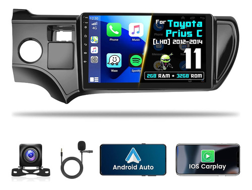 Para Toyota Prius C Radio Android 11 Car Stereo Fm 2012-14