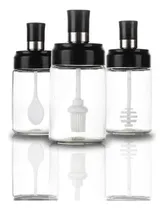 Comprar Kit 3 Pote Vidro Meleira Pincel Colher Condimentos Tempero