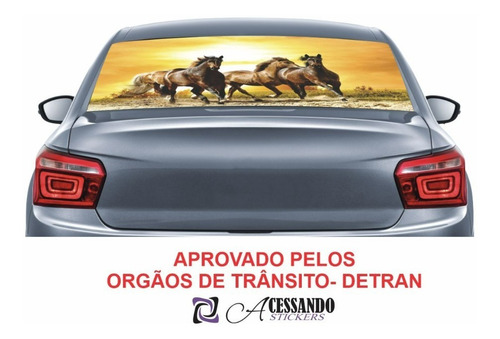 Imagem 5 de 8 de Adesivo Perfurado Vidro Carro Pickup Caminhonete Cavalos Hd