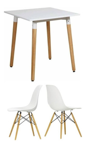 Juego De Comedor Mesa Eames 70x70 + 2 Sillas Eames Baires4