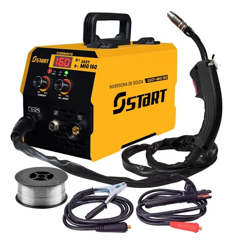 comprar Máquina Solda Inversora Mig 160a Sem Gás 3 Em 1 Tig Lift Eletrodo EasyMig Start 220V Cor Amarelo 50 Hz\u002F60 Hz
