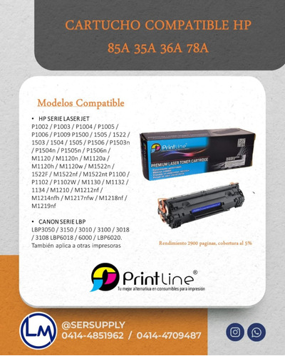 Cartucho De Tóner Compatible Hp 85a