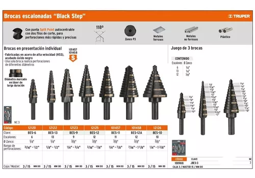 Broca escalonada 1/8 1/2 13 escalones