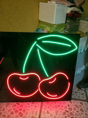 Letrero Led Neon En Acrilico De 3 Mm 40*29cm Cerezas