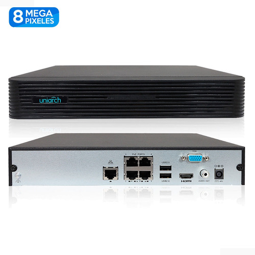 Nvr Poe 4 Canales Poe 8mp Hdmi Vga Nvr-104e2-p4 Uniarch